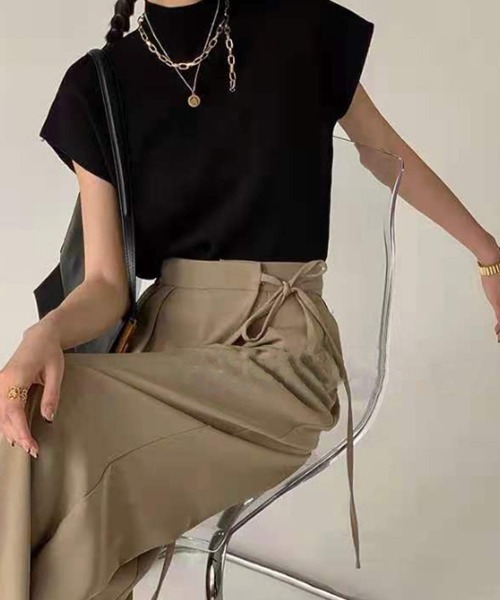 Miniministore(ミニミニストア)の「サマーニット トップス レディース(ニット/セーター・レディース・ブラック/カーキ/ピンク/ワインレッド/ベージュ/ロイヤルブルー/キャメル・FREE)」の2枚目の写真