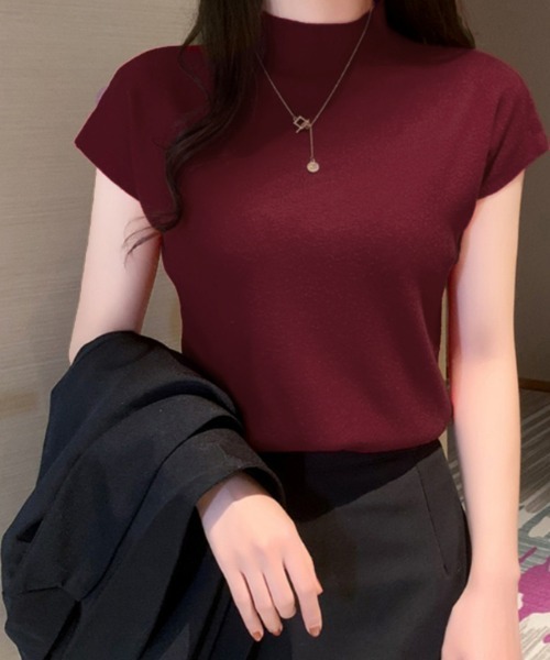 Miniministore(ミニミニストア)の「サマーニット トップス レディース(ニット/セーター・レディース・ブラック/カーキ/ピンク/ワインレッド/ベージュ/ロイヤルブルー/キャメル・FREE)」の7枚目の写真