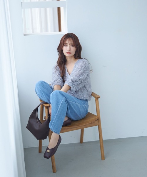 mysty woman（ミスティウーマン）の「フラッフィーカーディガン 581397（カーディガン/ボレロ・レディース・ブラック/アイボリー/ライトピンク/ライトグレー・FREE）」の6枚目の写真