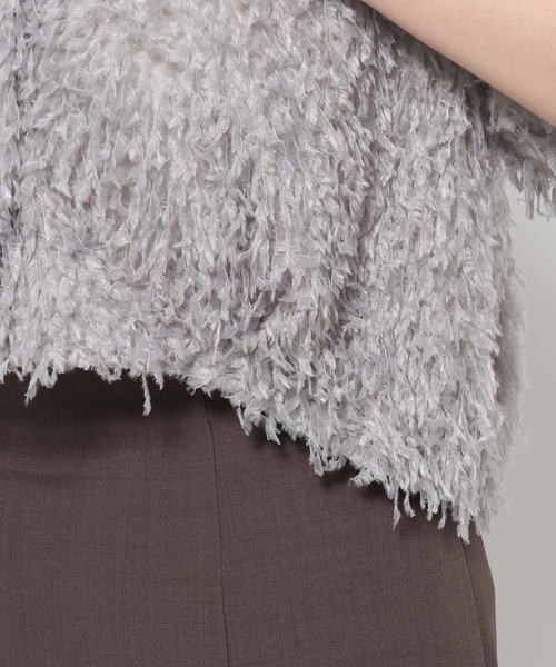 mysty woman（ミスティウーマン）の「フラッフィーカーディガン 581397（カーディガン/ボレロ・レディース・ブラック/アイボリー/ライトピンク/ライトグレー・FREE）」の12枚目の写真