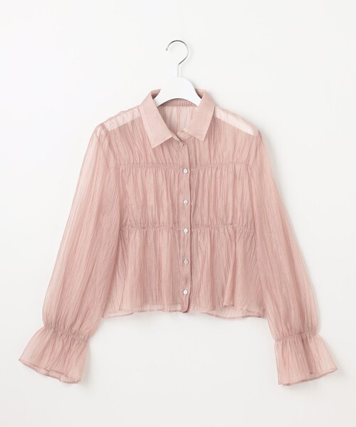 Feroux(フェルゥ)の「【洗える】シャーリング シアーシャツ(シャツ/ブラウス・レディース・ピンク系/アイボリー系/ライトグリーン系・F)」の8枚目の写真
