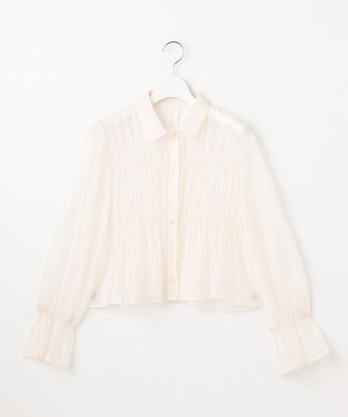 Feroux(フェルゥ)の「【洗える】シャーリング シアーシャツ(シャツ/ブラウス・レディース・ピンク系/アイボリー系/ライトグリーン系・F)」の9枚目の写真