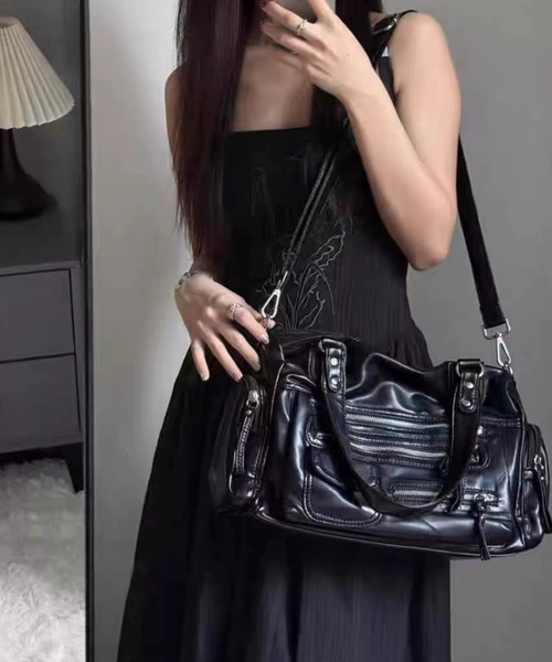 CELENA BEATS（セレナビーツ）の「多機能ポケット PU ショルダー ボストン バック（ショルダーバッグ・レディース・ブラック・FREE）」の7枚目の写真