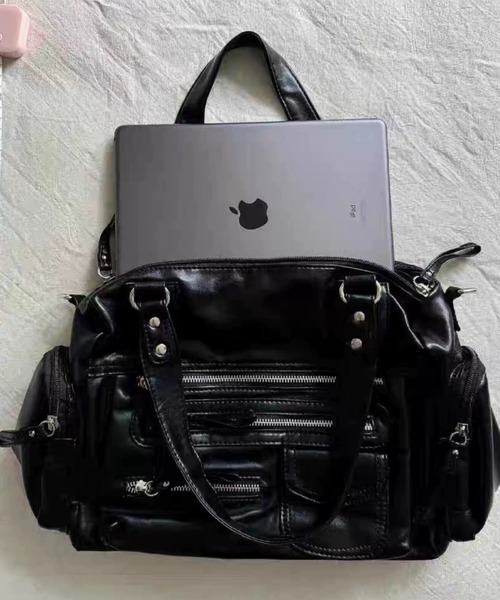 CELENA BEATS（セレナビーツ）の「多機能ポケット PU ショルダー ボストン バック（ショルダーバッグ・レディース・ブラック・FREE）」の9枚目の写真