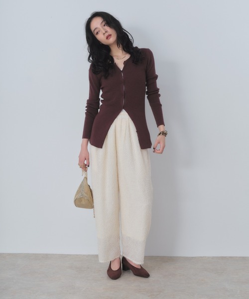 Shelly island（シェリーアイランド）の「ジャガードイージーパンツ（その他パンツ・レディース・ブラック/ホワイト・FREE）」の4枚目の写真