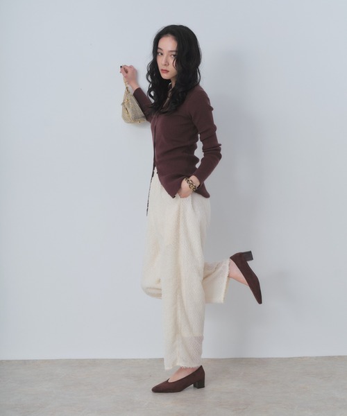 Shelly island（シェリーアイランド）の「ジャガードイージーパンツ（その他パンツ・レディース・ブラック/ホワイト・FREE）」の5枚目の写真