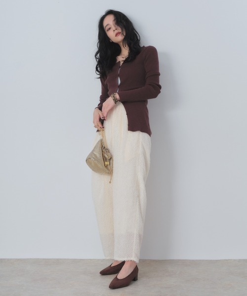 Shelly island（シェリーアイランド）の「ジャガードイージーパンツ（その他パンツ・レディース・ブラック/ホワイト・FREE）」の6枚目の写真