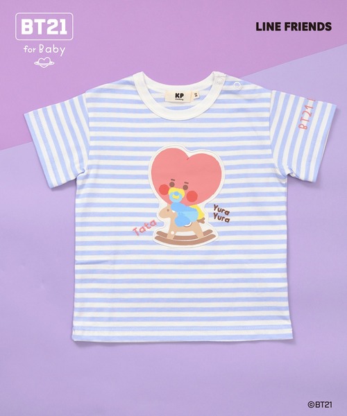KP（ケーピー）の「【BT21】アップリケボーダー半袖Tシャツ（Tシャツ/カットソー・キッズ・オレンジ/イエロー/エメラルド/ブルー/サックスブルー/パープル/ミント・90cm/80ｃｍ）」の5枚目の写真