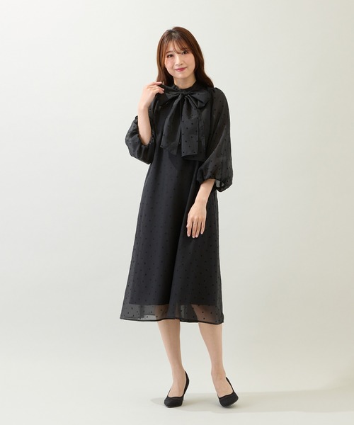 Rose Tiara（ローズティアラ）の「オーガンジーフロッキードットリボンワンピース（ワンピース・レディース・ベージュ/ブラック・38/42/46）」の7枚目の写真