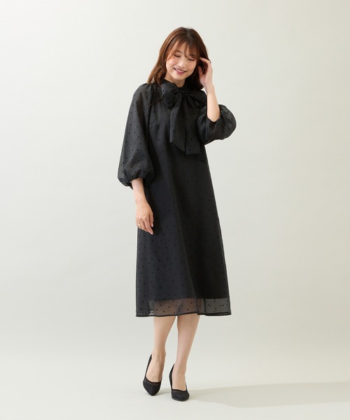 Rose Tiara（ローズティアラ）の「オーガンジーフロッキードットリボンワンピース（ワンピース・レディース・ベージュ/ブラック・38/42/46）」の10枚目の写真