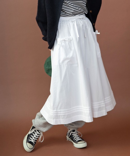 PAR ICI（パーリッシィ）の「グランジウォッシュ エプロン風レイヤードスカート（スカート・レディース・ホワイト/ベージュ系その他・FREE）」の5枚目の写真