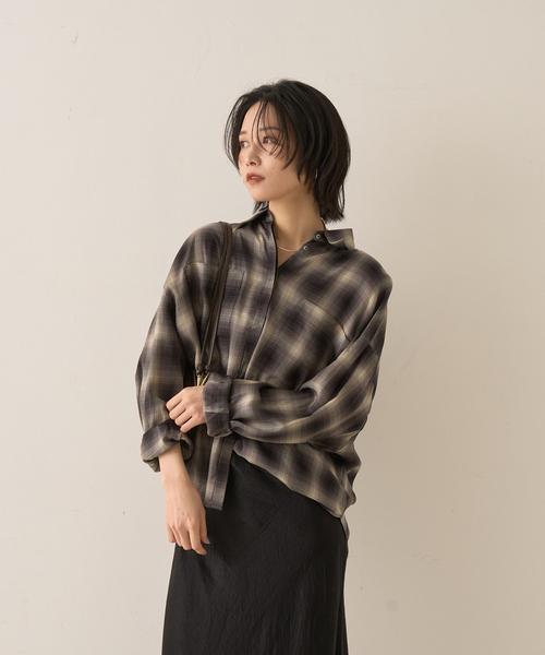 Rouge vif(ルージュヴィフ)の「オンブレーチェックシャツ(シャツ/ブラウス・レディース・ブラウン系その他/グレー系その他・フリー)」の22枚目の写真