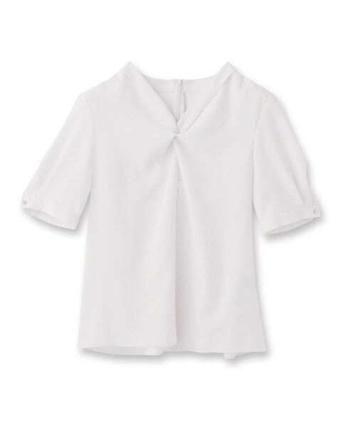 UNTITLED（アンタイトル）の「【洗える/ストレッチ/通勤】Vネックブラウス（シャツ/ブラウス・レディース・ブラック/ライトグレー/ホワイト・46/44/04/03/02/01/00/50/48）」の4枚目の写真