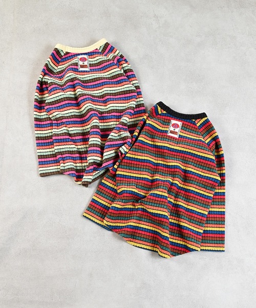 MARKEY'S（マーキーズ）の「フワリブラグランボーダーカットソ－（Tシャツ/カットソー・キッズ・イエロー系その他/ピンク系その他・80/90/95/100/110/120/130/140/150）」の14枚目の写真