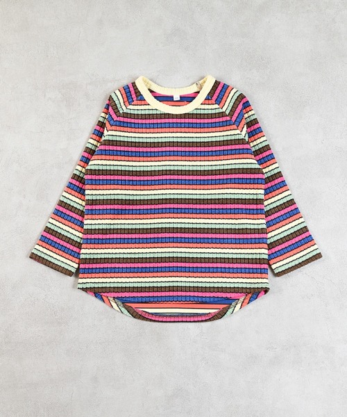 MARKEY'S（マーキーズ）の「フワリブラグランボーダーカットソ－（Tシャツ/カットソー・キッズ・イエロー系その他/ピンク系その他・80/90/95/100/110/120/130/140/150）」の13枚目の写真