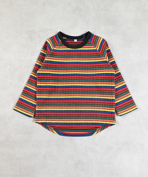 MARKEY'S（マーキーズ）の「フワリブラグランボーダーカットソ－（Tシャツ/カットソー・キッズ・イエロー系その他/ピンク系その他・80/90/95/100/110/120/130/140/150）」の6枚目の写真