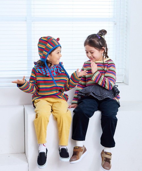 MARKEY'S（マーキーズ）の「フワリブラグランボーダーカットソ－（Tシャツ/カットソー・キッズ・イエロー系その他/ピンク系その他・80/90/95/100/110/120/130/140/150）」の7枚目の写真