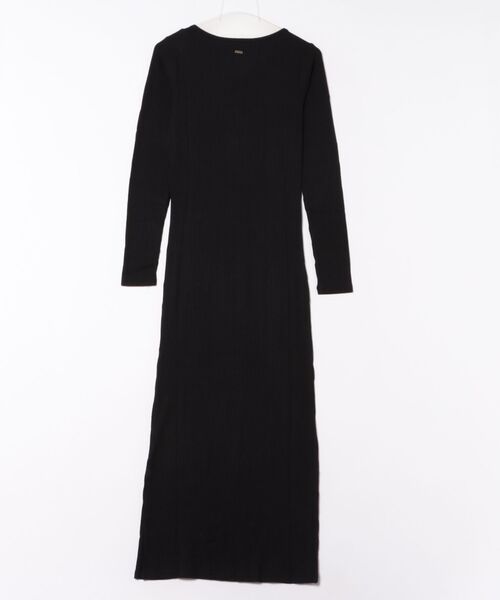 RVCA(ルーカ)の「RVCA/ルーカ HENRY NECK SLIM DRESS リブワンピース サイドスリット BF044-351(ワンピース・レディース・ブラック/ベージュ/杢グレー・M)」の4枚目の写真