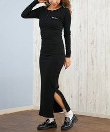 RVCA（ルーカ）の「RVCA/ルーカ HENRY NECK SLIM DRESS リブワンピース サイドスリット BF044-351（ワンピース）」