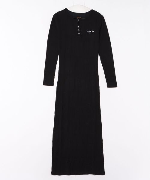 RVCA(ルーカ)の「RVCA/ルーカ HENRY NECK SLIM DRESS リブワンピース サイドスリット BF044-351(ワンピース・レディース・ブラック/ベージュ/杢グレー・M)」の15枚目の写真