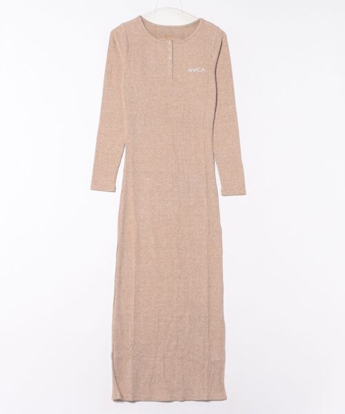 RVCA(ルーカ)の「RVCA/ルーカ HENRY NECK SLIM DRESS リブワンピース サイドスリット BF044-351(ワンピース・レディース・ブラック/ベージュ/杢グレー・M)」の17枚目の写真