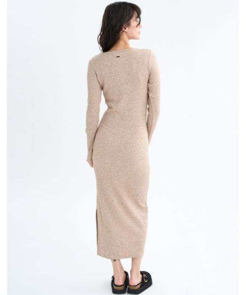RVCA(ルーカ)の「RVCA/ルーカ HENRY NECK SLIM DRESS リブワンピース サイドスリット BF044-351(ワンピース・レディース・ブラック/ベージュ/杢グレー・M)」の14枚目の写真