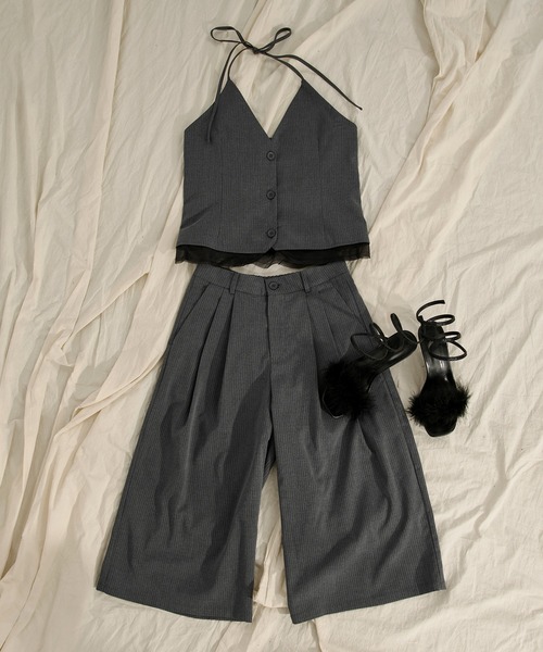 Ezick（エジック）の「Barmuda pants ピンストライプハーフパンツ/setup対応（その他パンツ・レディース・グレー/ブラック・FREE）」の13枚目の写真