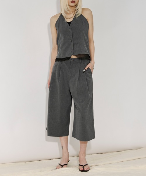 Ezick（エジック）の「Barmuda pants ピンストライプハーフパンツ/setup対応（その他パンツ・レディース・グレー/ブラック・FREE）」の5枚目の写真