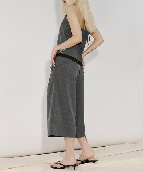 Ezick（エジック）の「Barmuda pants ピンストライプハーフパンツ/setup対応（その他パンツ・レディース・グレー/ブラック・FREE）」の7枚目の写真