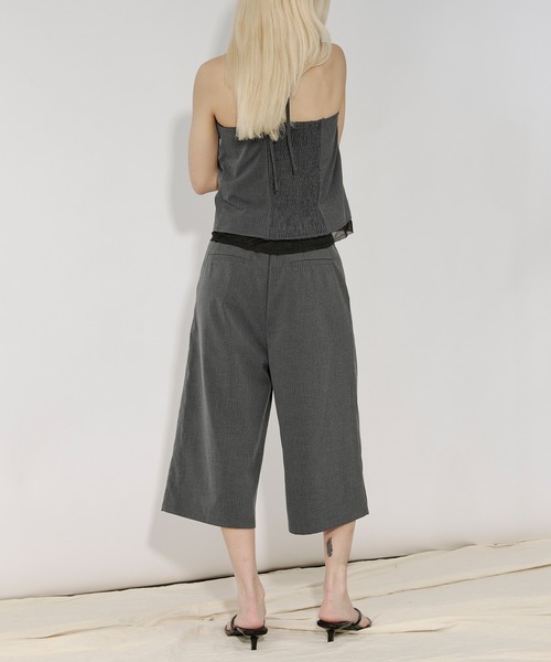 Ezick（エジック）の「Barmuda pants ピンストライプハーフパンツ/setup対応（その他パンツ・レディース・グレー/ブラック・FREE）」の8枚目の写真