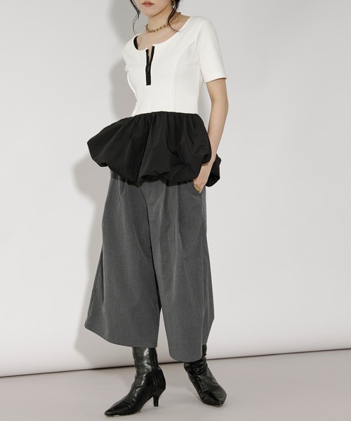 Ezick（エジック）の「Barmuda pants ピンストライプハーフパンツ/setup対応（その他パンツ・レディース・グレー/ブラック・FREE）」の10枚目の写真