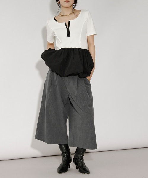 Ezick（エジック）の「Barmuda pants ピンストライプハーフパンツ/setup対応（その他パンツ・レディース・グレー/ブラック・FREE）」の9枚目の写真