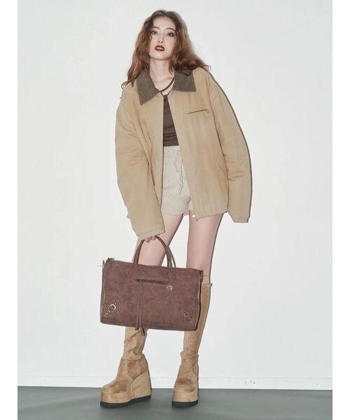 EVRIS（エヴリス）の「フェイクレザーボーホーBIG BAG（ボストンバッグ・レディース・ブラウン/ブラック・FREE）」の9枚目の写真