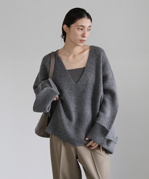 select MOCA(セレクトモカ)の「ワイドスリーブVネックニット(ニット/セーター・レディース・ベージュ/グレー/チャコールグレー/ブラウン・FREE)」の18枚目の写真