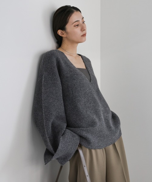 select MOCA(セレクトモカ)の「ワイドスリーブVネックニット(ニット/セーター・レディース・ベージュ/グレー/チャコールグレー/ブラウン・FREE)」の21枚目の写真