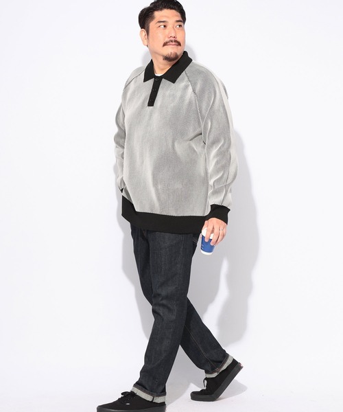 B&T CLUB(ビーティークラブ)の「ニット メンズ 大きいサイズ ふわかる 12G プレーティング ポロセーター B&T CLUB ビーアンドティークラブ(ニット/セーター・メンズ・カーキ/グレー・5L/4L/3L)」の3枚目の写真