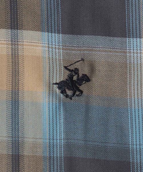 BEVERLY HILLS POLO CLUB(ビバリーヒルズポロクラブ)の「BEVERLY HILLS POLO CLUB ワンポイントロゴ刺繍 ルーズチェックシャツ レディース 長袖(シャツ/ブラウス・レディース・ブラック系/グレー系/グリーン系/ブルー系/イエロー系/オレンジ系・M)」の15枚目の写真
