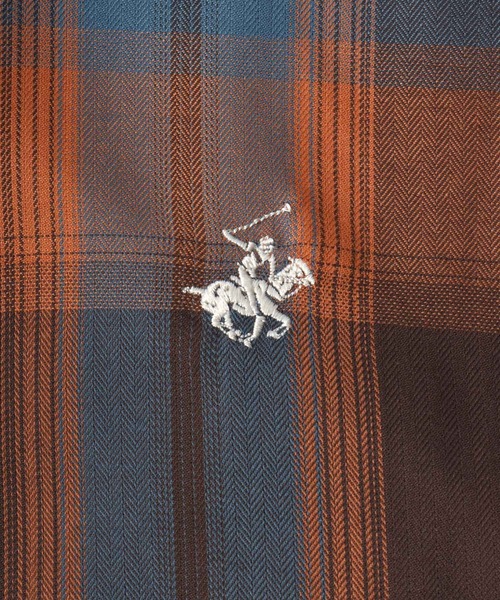 BEVERLY HILLS POLO CLUB(ビバリーヒルズポロクラブ)の「BEVERLY HILLS POLO CLUB ワンポイントロゴ刺繍 ルーズチェックシャツ レディース 長袖(シャツ/ブラウス・レディース・ブラック系/グレー系/グリーン系/ブルー系/イエロー系/オレンジ系・M)」の19枚目の写真
