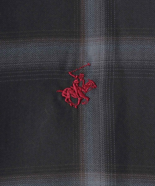 BEVERLY HILLS POLO CLUB(ビバリーヒルズポロクラブ)の「BEVERLY HILLS POLO CLUB ワンポイントロゴ刺繍 ルーズチェックシャツ レディース 長袖(シャツ/ブラウス・レディース・ブラック系/グレー系/グリーン系/ブルー系/イエロー系/オレンジ系・M)」の8枚目の写真