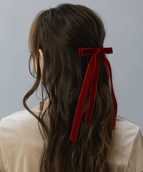 LA MUe(ラミュー)の「【LA MUE】ベロアリボンバレッタ(バレッタ/ヘアクリップ・レディース・ホワイト/レッド/ブラウン/ブラック・FREE)」の17枚目の写真