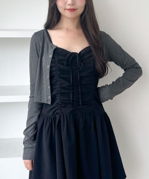 archives(アルシーヴ)の「針抜きカットカーディガン(カーディガン/ボレロ・レディース・ブラック/アイボリー/チャコールグレー・MEDIUM)」の1枚目の写真