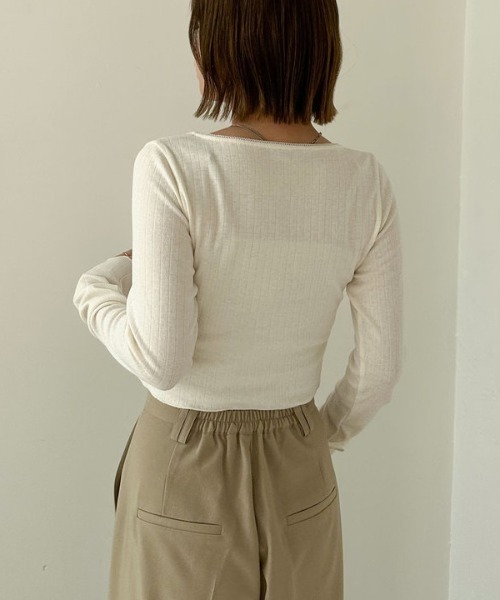 archives(アルシーヴ)の「針抜きカットカーディガン(カーディガン/ボレロ・レディース・ブラック/アイボリー/チャコールグレー・MEDIUM)」の4枚目の写真