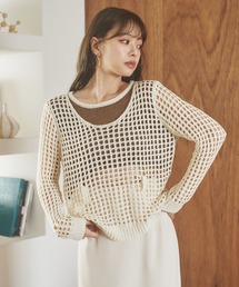 mesh waist loop layered knit /メッシュレイヤードデザインニット