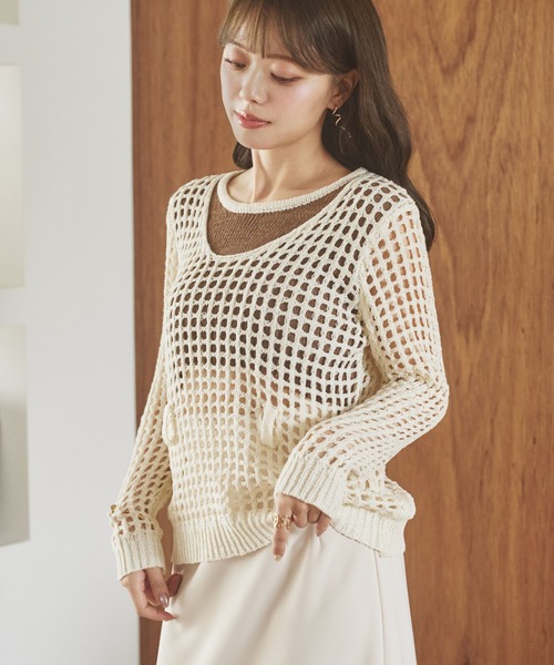 LAULEN(ローレン)の「mesh waist loop layered knit /メッシュレイヤードデザインニット(ニット/セーター・レディース・グレー/ブラック/アイボリー・FREE)」の18枚目の写真