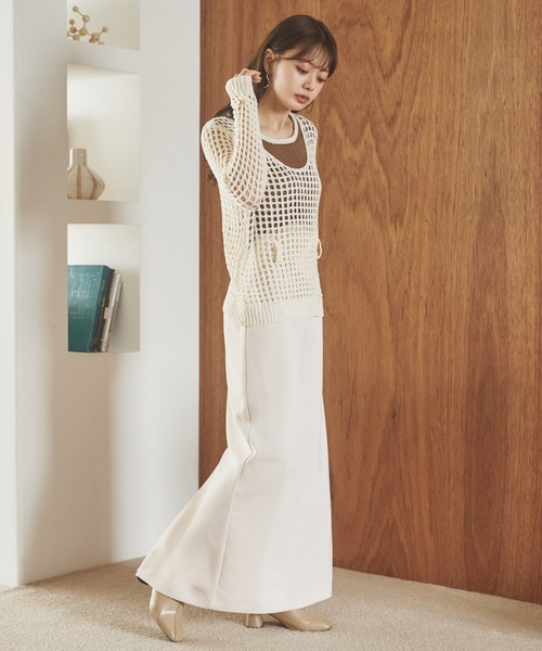 LAULEN(ローレン)の「mesh waist loop layered knit /メッシュレイヤードデザインニット(ニット/セーター・レディース・グレー/ブラック/アイボリー・FREE)」の6枚目の写真