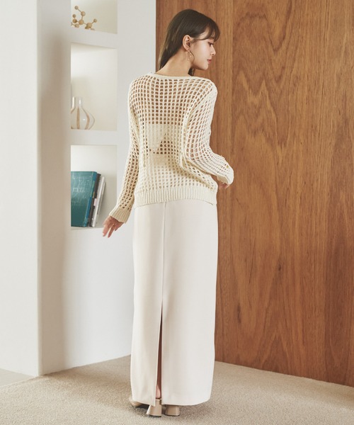 LAULEN(ローレン)の「mesh waist loop layered knit /メッシュレイヤードデザインニット(ニット/セーター・レディース・グレー/ブラック/アイボリー・FREE)」の7枚目の写真