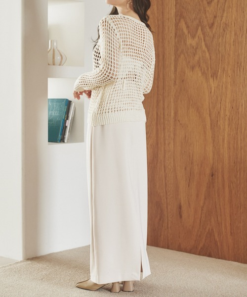 LAULEN(ローレン)の「mesh waist loop layered knit /メッシュレイヤードデザインニット(ニット/セーター・レディース・グレー/ブラック/アイボリー・FREE)」の8枚目の写真