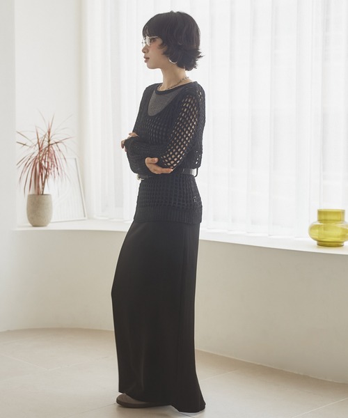LAULEN(ローレン)の「mesh waist loop layered knit /メッシュレイヤードデザインニット(ニット/セーター・レディース・グレー/ブラック/アイボリー・FREE)」の11枚目の写真