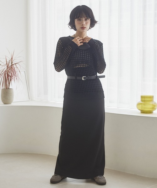 LAULEN(ローレン)の「mesh waist loop layered knit /メッシュレイヤードデザインニット(ニット/セーター・レディース・グレー/ブラック/アイボリー・FREE)」の12枚目の写真