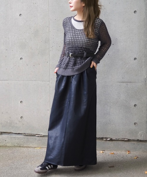 LAULEN(ローレン)の「mesh waist loop layered knit /メッシュレイヤードデザインニット(ニット/セーター・レディース・グレー/ブラック/アイボリー・FREE)」の16枚目の写真